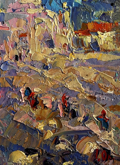 Vibrant oil painting of city tower on sunny day by Oleksiy Ivanyuk