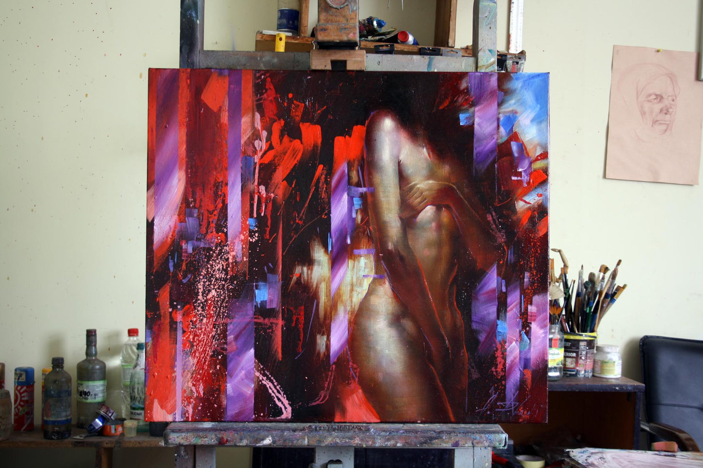 Oil painting Warm night by Alexander Dobrodiy: vibrant nude in warm tones