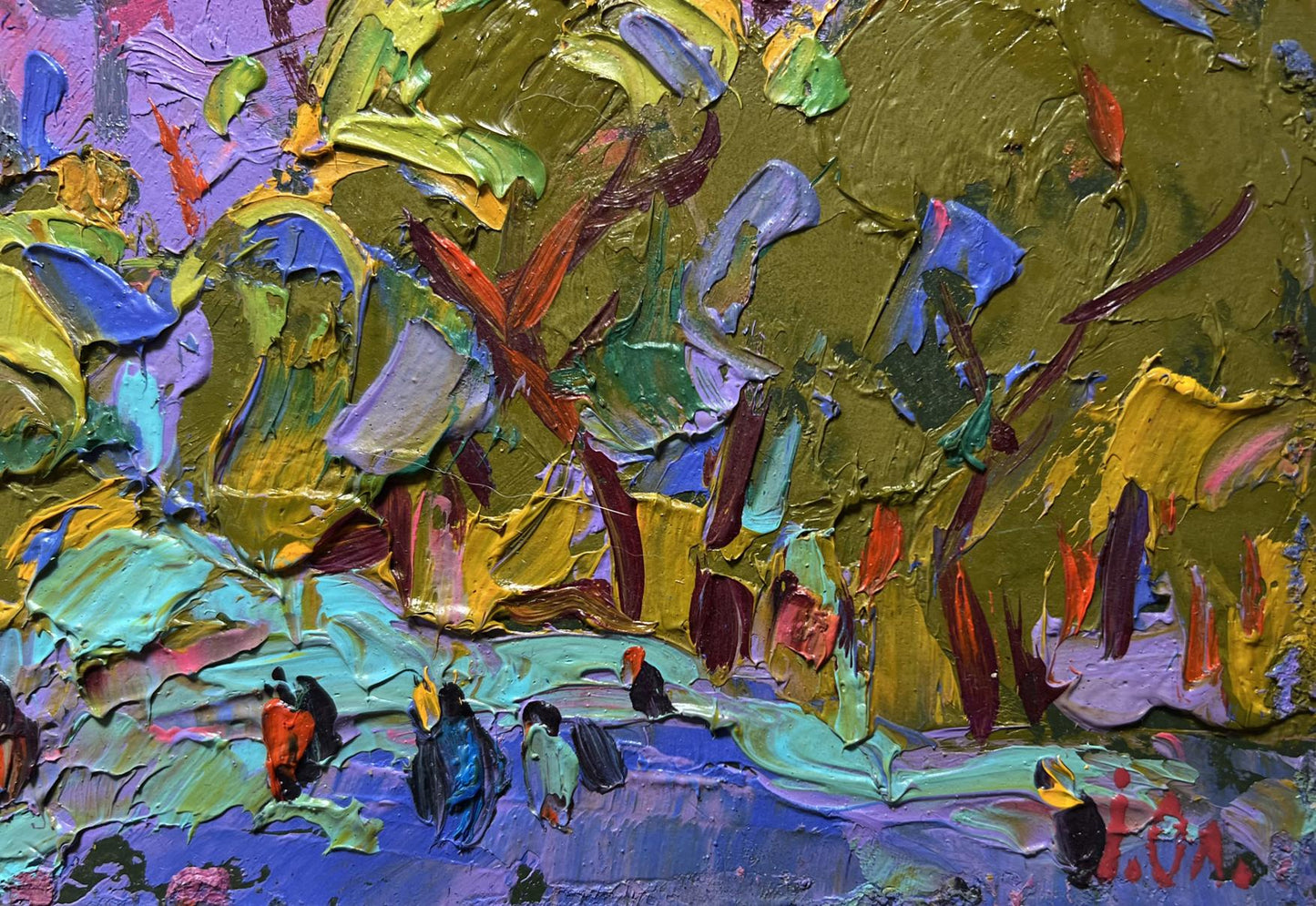 Vibrant impressionist oil painting Twilight of city life by Oleksiy Ivanyuk