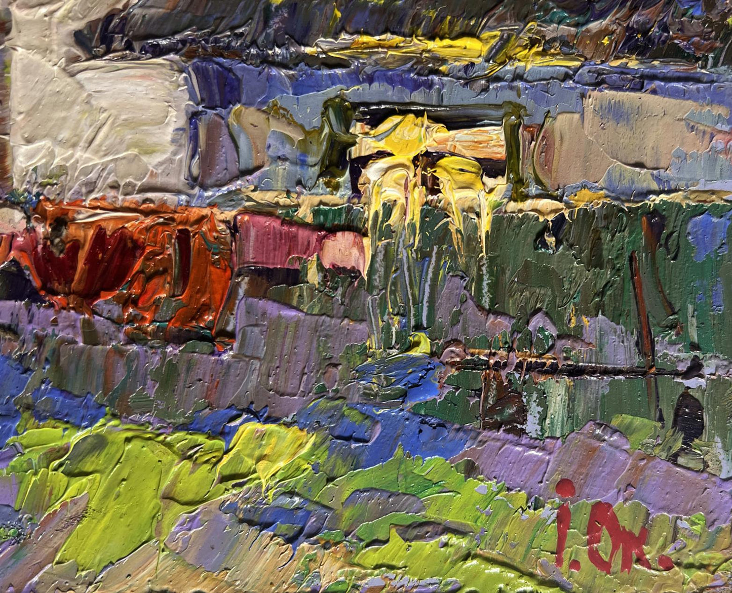 Vibrant impasto oil painting Saturday night at home by Oksana Ivanyuk