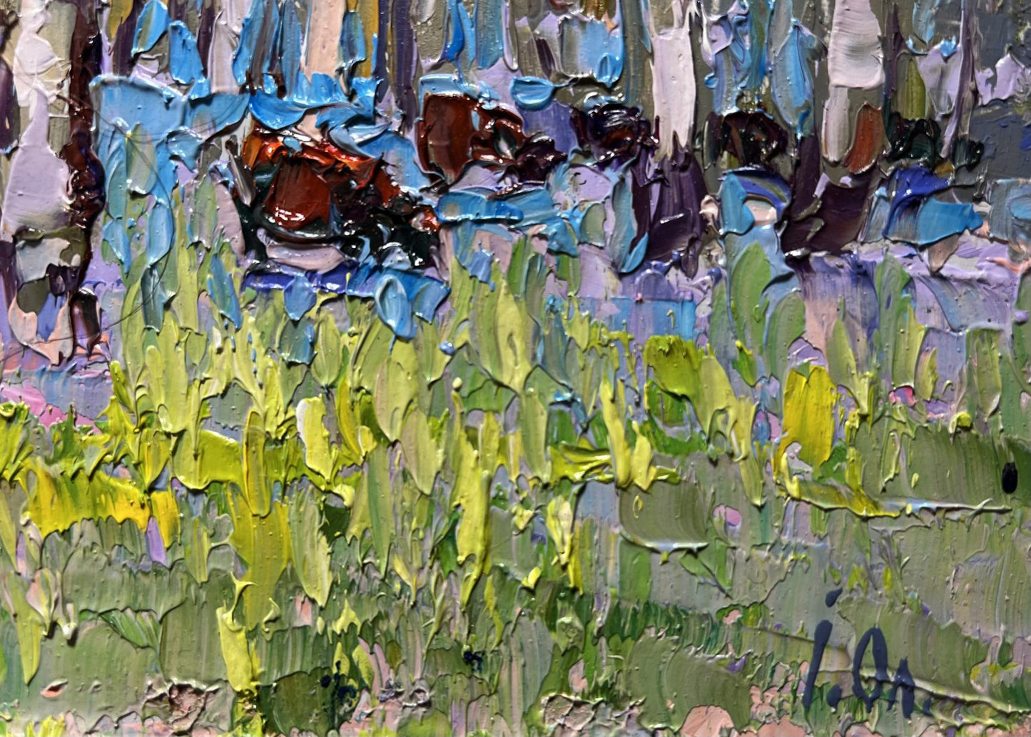 Vibrant impressionist oil painting Early spring and the meadows are in bloom by Oleksiy Ivanyuk