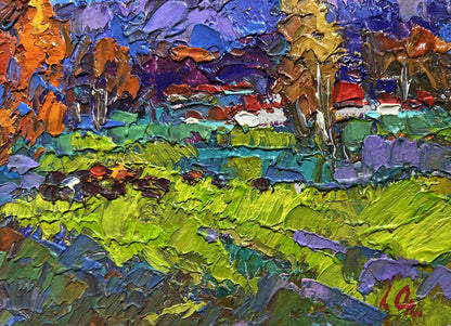 Vibrant impressionist oil painting Early in the morning in the field by Oleksiy Ivanyuk