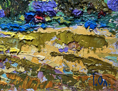 Expressive yellow sunset oil painting by Oleksiy Ivanyuk