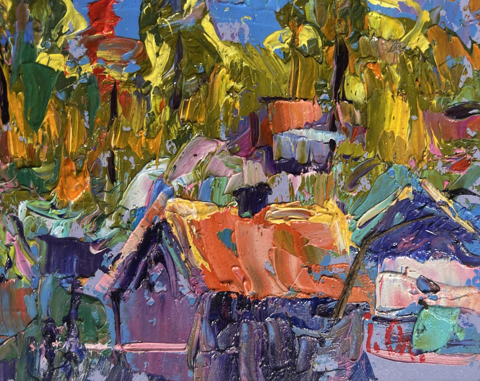 Vibrant impressionist oil painting Yellow rays of sunset by Oleksiy Ivanyuk