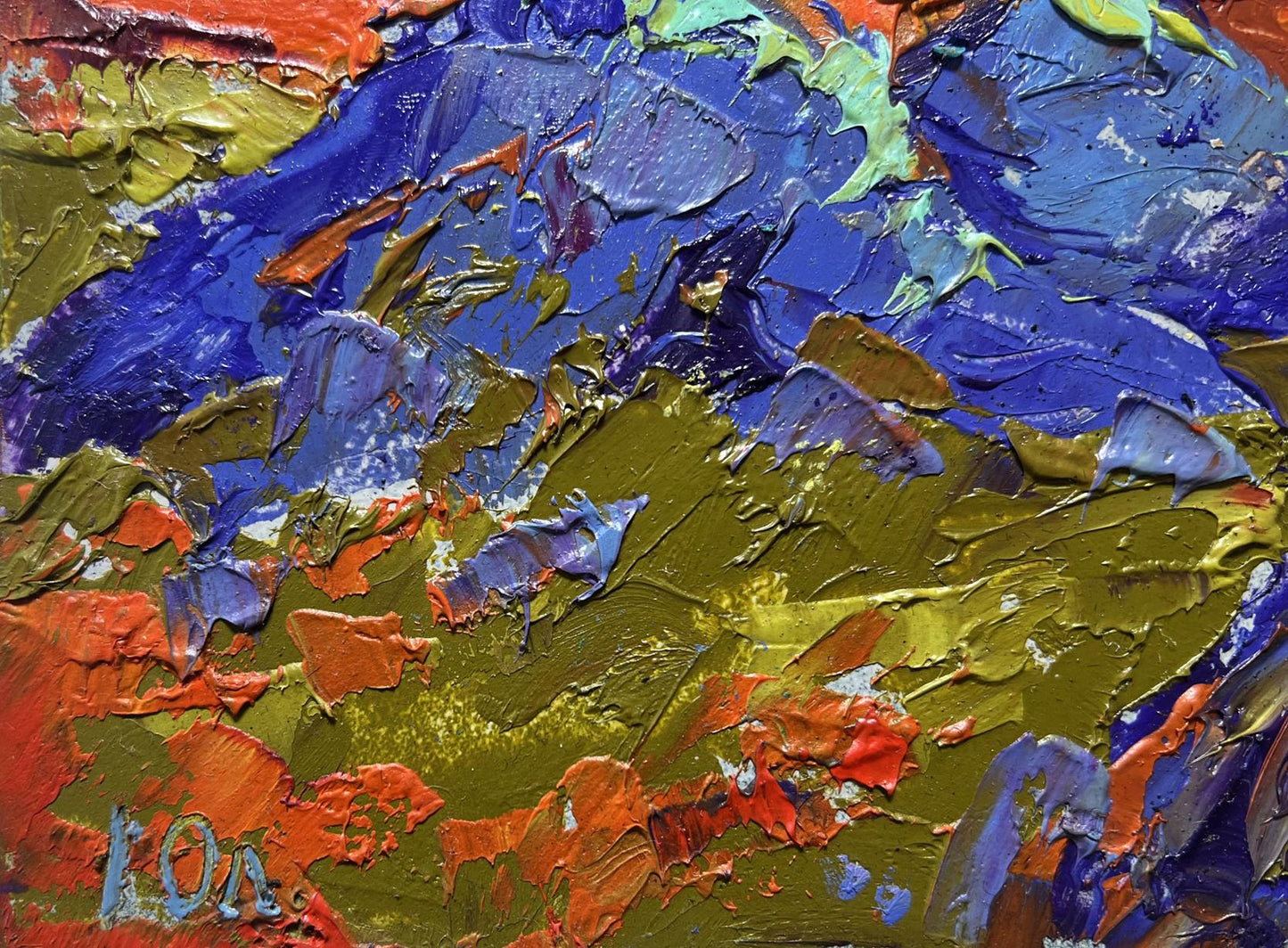 Oil painting Full moon in the field by Oleksiy Ivanyuk vibrant abstract textured artwork