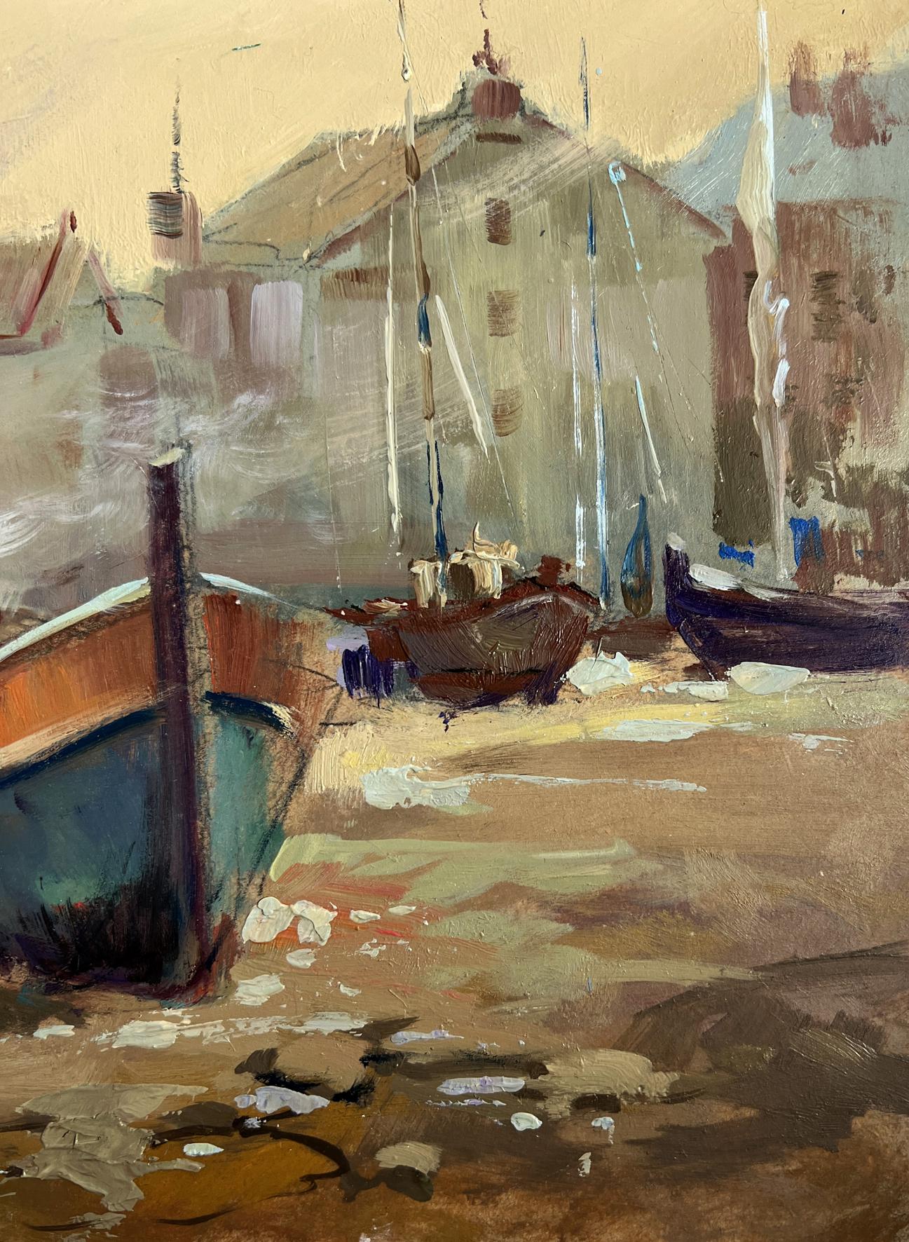 Oil painting Evening on the Pier by Yuriy Suprunchuk harbor scene