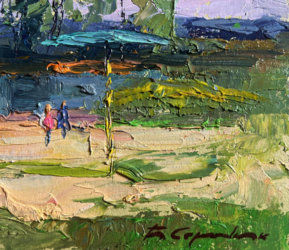 Vibrant impressionist oil painting On the Golden Shore by Boris Serdyuk