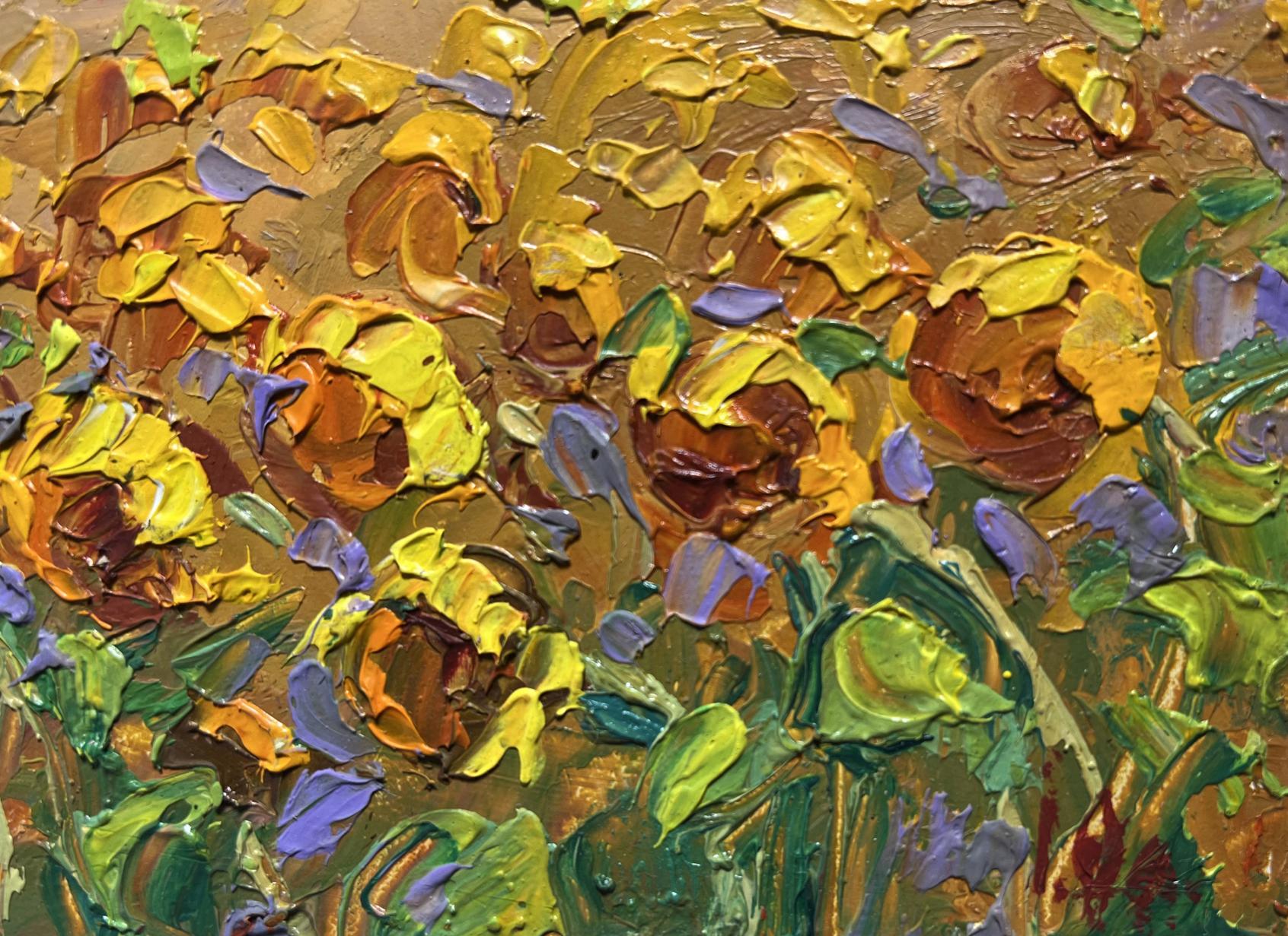 Oil painting Sunflower field by Oleksiy Ivanyuk with vibrant yellow blooms
