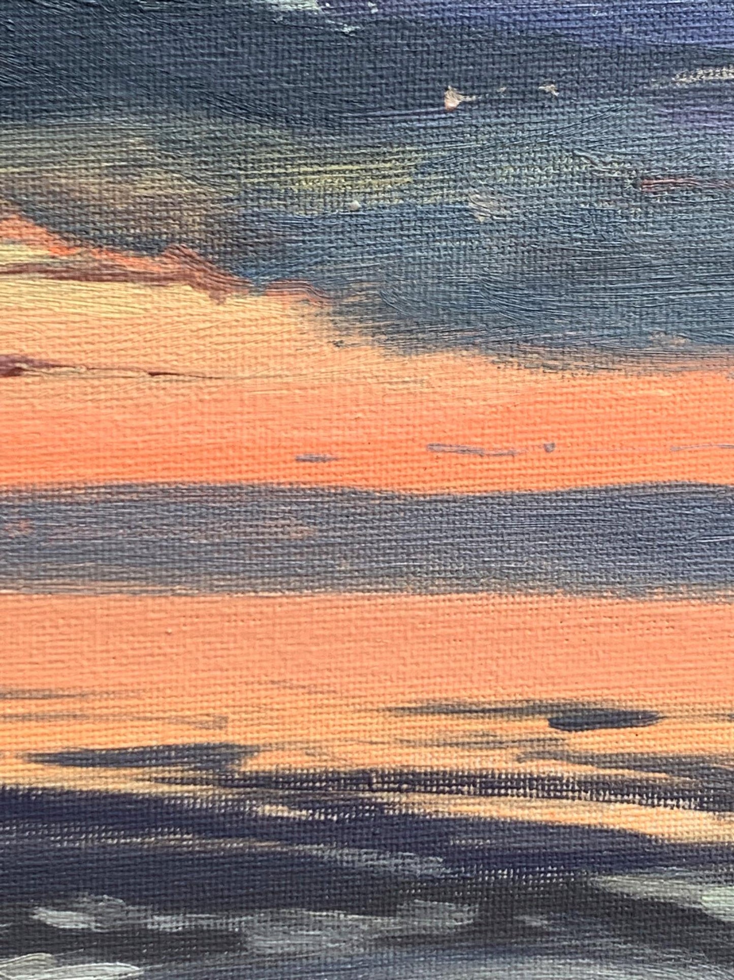 Oil painting Sunset at sea by Tatyana Derdey textured canvas sunset