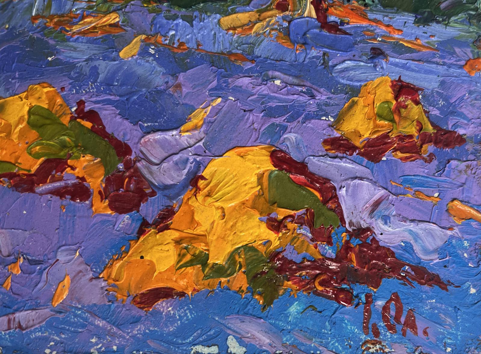 Vibrant impressionist oil painting Warm crimson evening by Oleksiy Ivanyuk