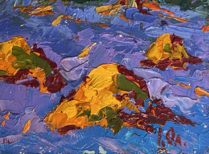 Vibrant impressionist oil painting Warm crimson evening by Oleksiy Ivanyuk