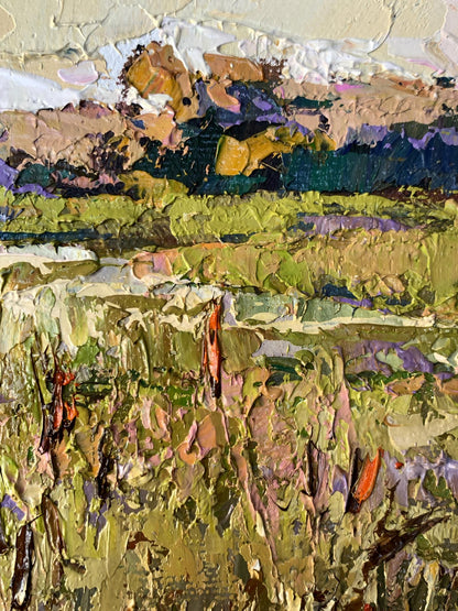 Oil painting River flood by Oksana Ivanyuk, textured impasto landscape