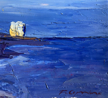 Oil painting On the sea coast by Boris Serdyuk: textured impressionistic coastal scene