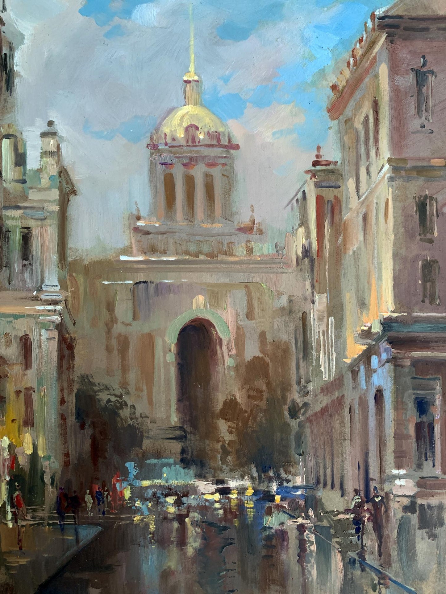 Oil painting of Golden-domed City Hall cathedral by Yuriy Suprunchuk