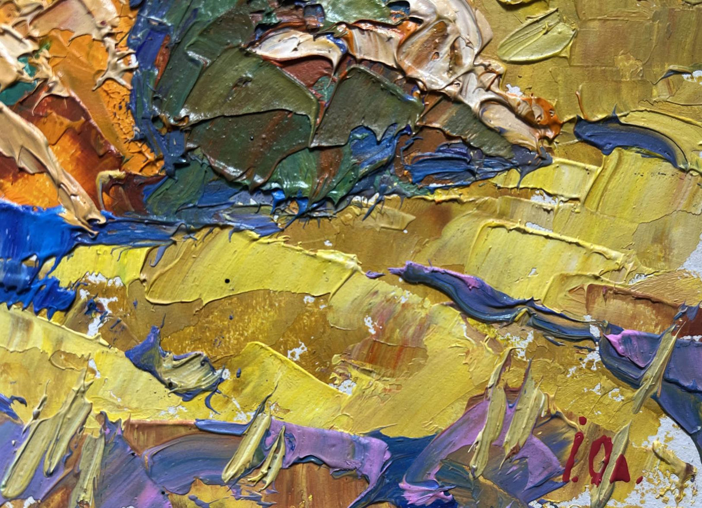 Vibrant impasto oil painting of sunny field by Oleksiy Ivanyuk