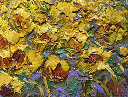 Vibrant impasto oil painting of sunflower field by Oleksiy Ivanyuk