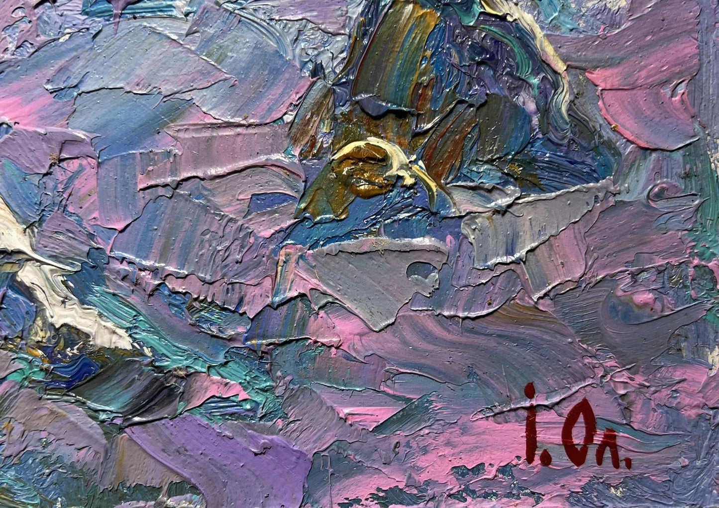 Oil painting The field was covered with snow by Oleksiy Ivanyuk textured impasto