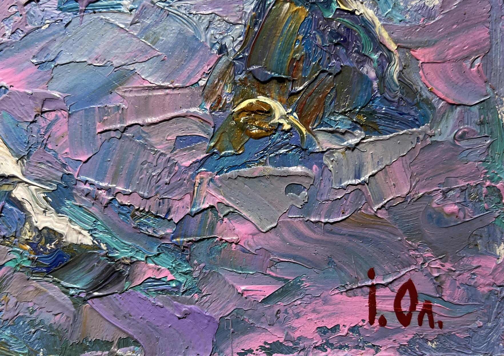 Oil painting The field was covered with snow by Oleksiy Ivanyuk textured impasto