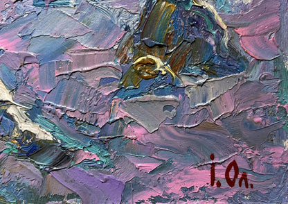 Oil painting The field was covered with snow by Oleksiy Ivanyuk textured impasto