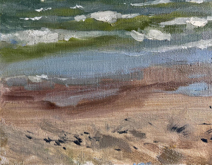Oil painting Autumn sea breeze by Tatyana Derdey, textured coastal scene