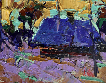 Vibrant oil painting Cold evening in the village by Oleksiy Ivanyuk