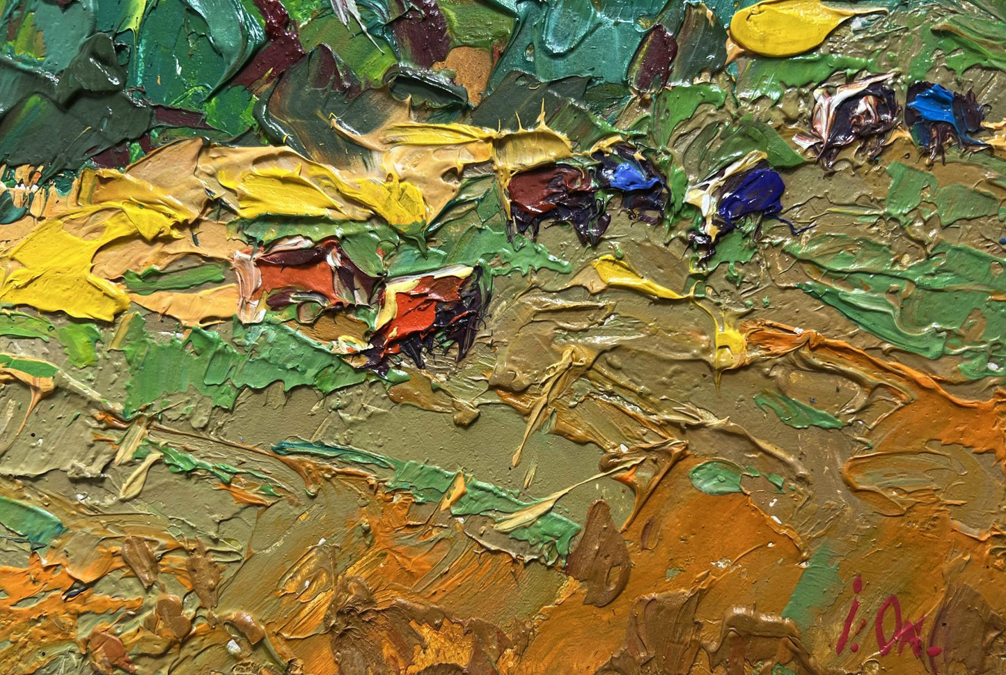 Oil painting In the Field on a Walk by Oleksiy Ivanyuk with impasto brushstrokes