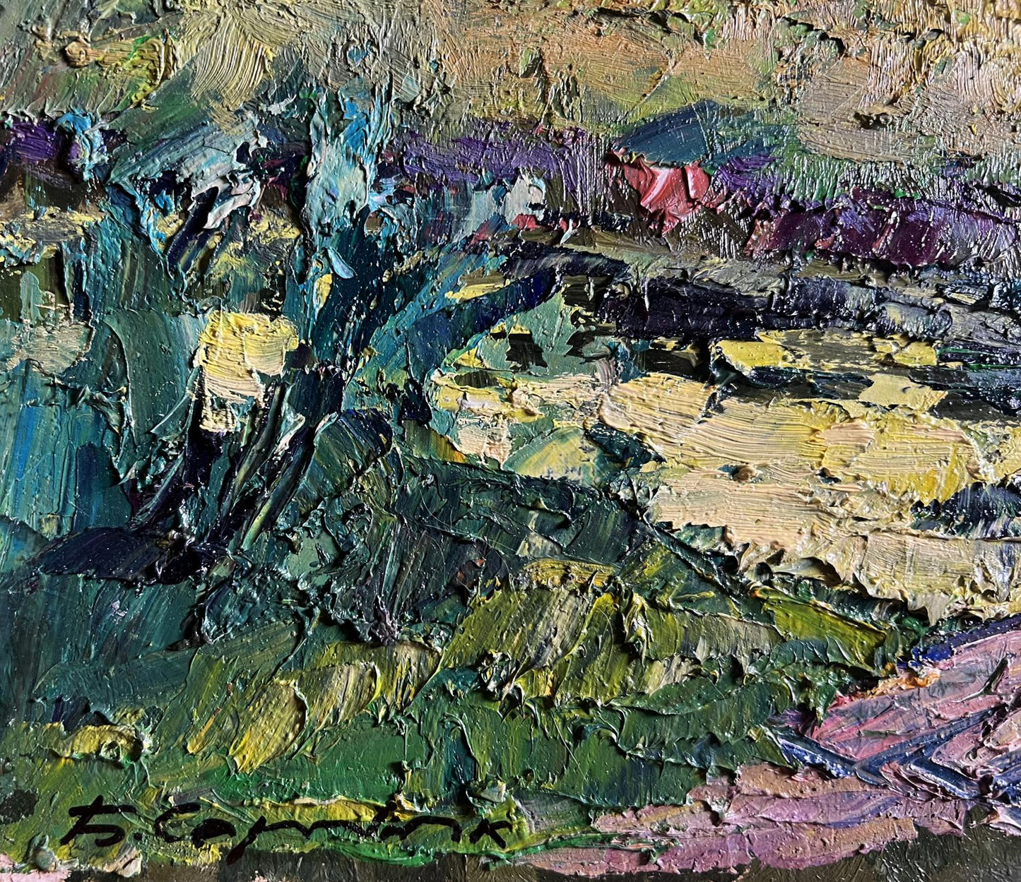Oil painting Enjoying the Silence by Boris Serdyuk in vibrant impasto strokes