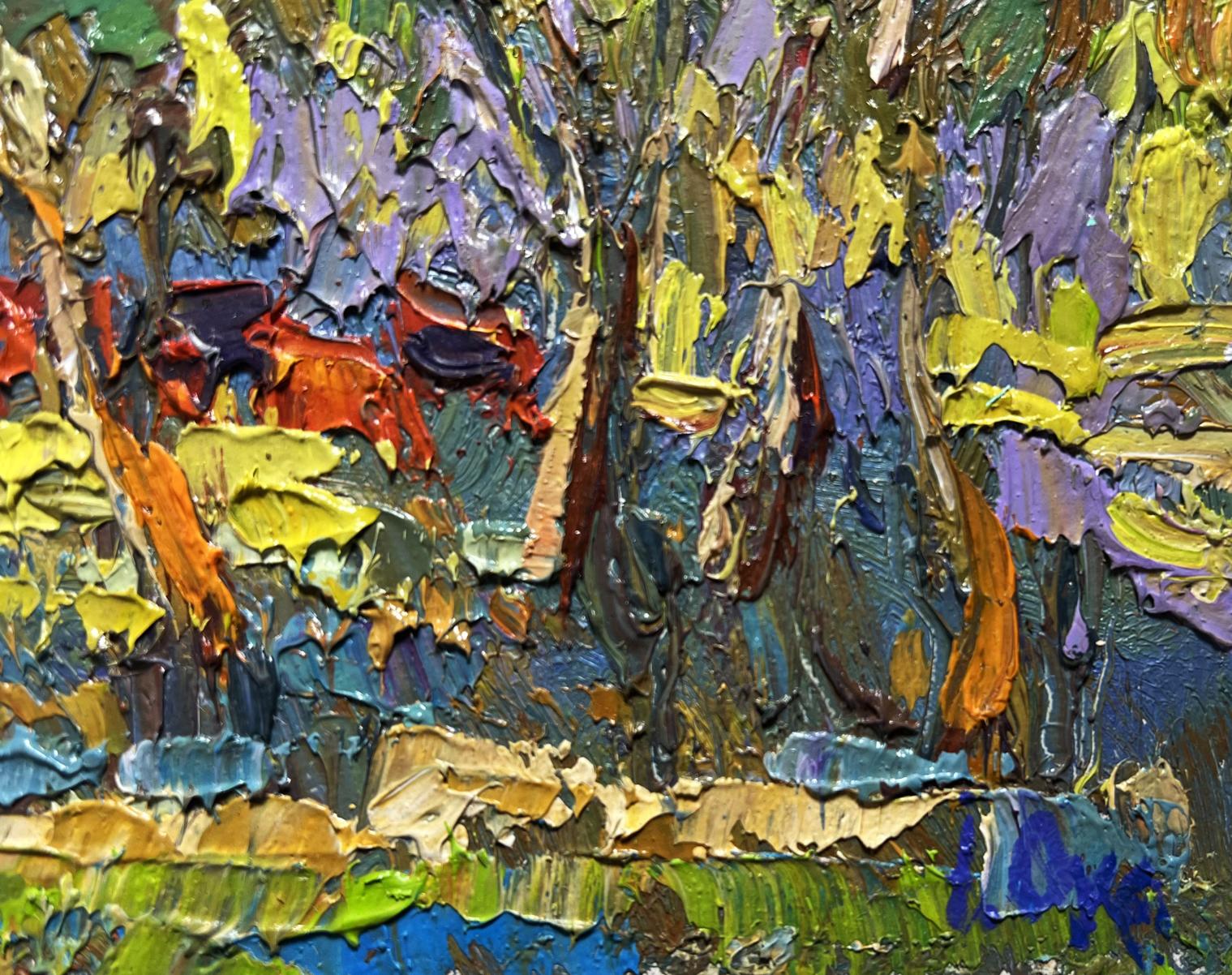 Vibrant oil painting Hot day in the field by Oksana Ivanyuk with impasto strokes