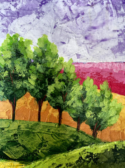 Vibrant impressionist oil painting by V. Zadorozhnya: Walking through mountain fields