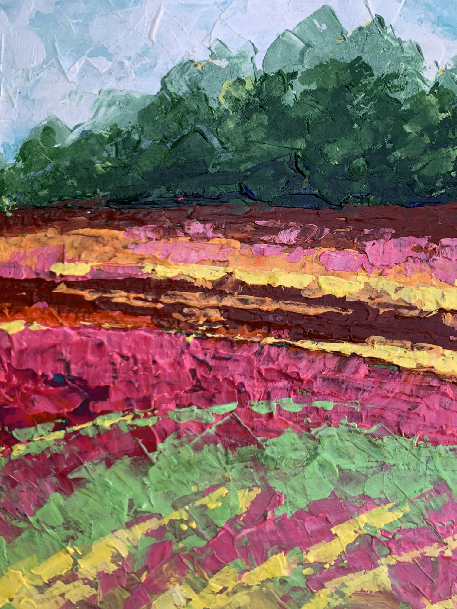Vibrant impressionist oil painting of colorful field by V. Zadorozhnya