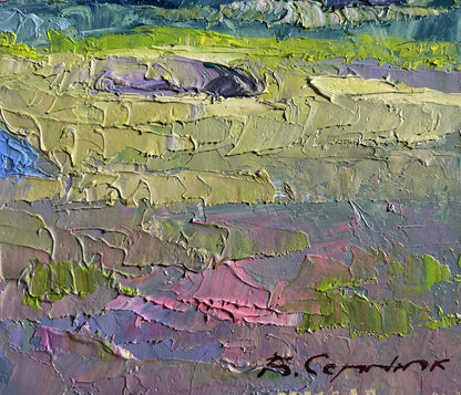 Oil painting Preparing for winter by Boris Serdyuk, textured impressionistic landscape