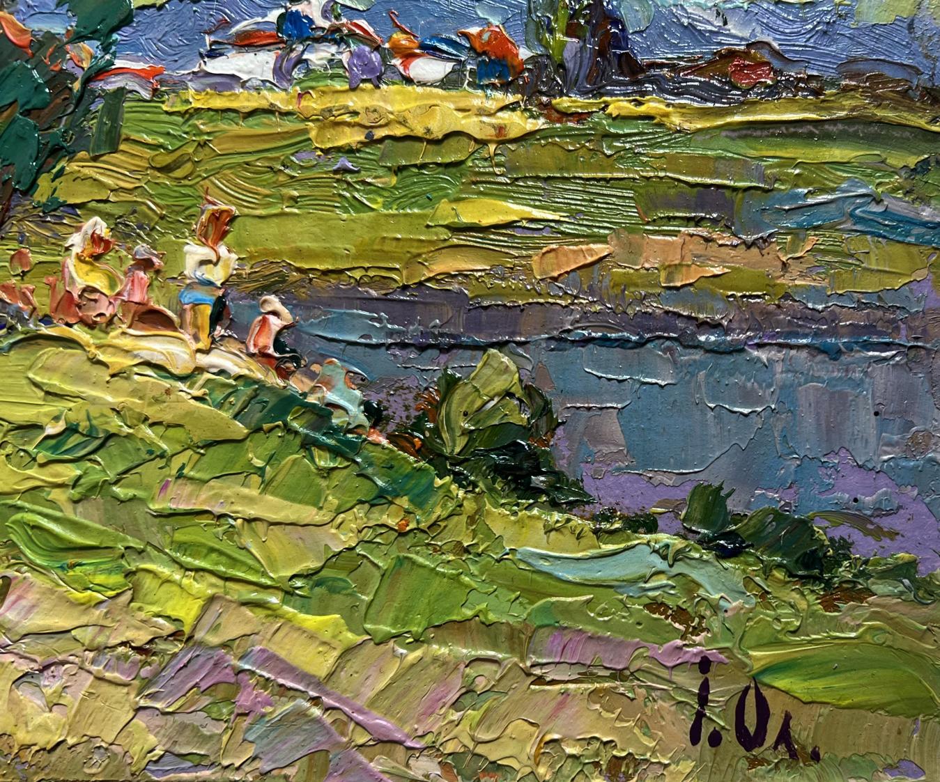 Vibrant impressionist landscape by Oleksiy Ivanyuk, Oil painting On summer vacation