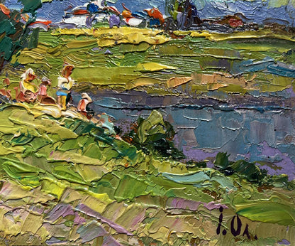 Vibrant impressionist landscape by Oleksiy Ivanyuk, Oil painting On summer vacation
