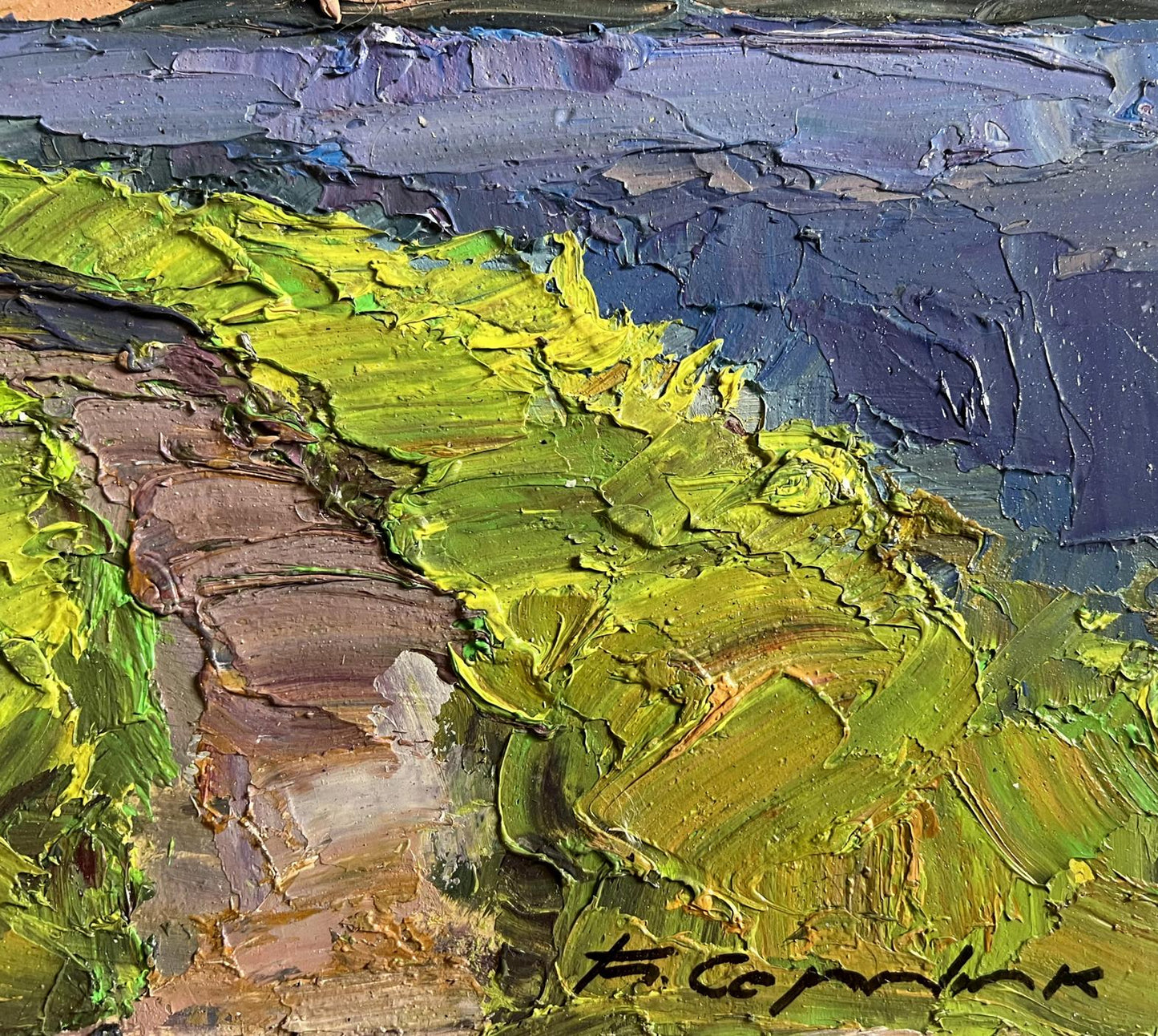 Vibrant impressionist oil painting Road near the river by Boris Serdyuk