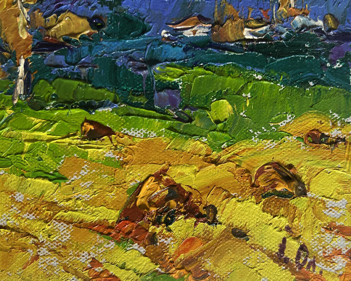 Vibrant impressionist Autumn night rain oil painting by Oleksiy Ivanyuk
