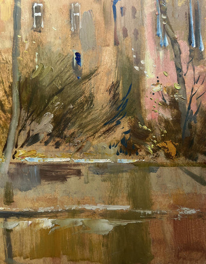 Oil painting Reflections of Autumn by Yuriy Suprunchuk in earthy tones