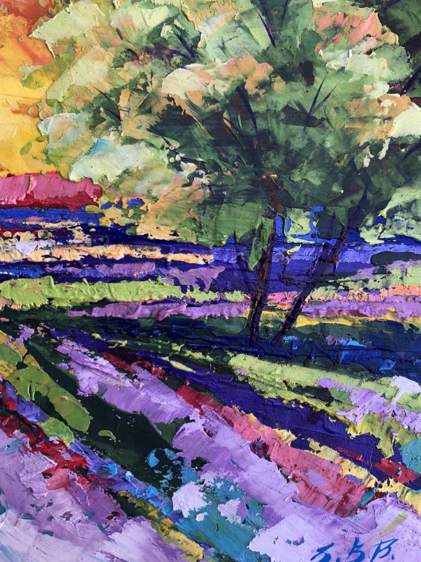 Vibrant Sunset in the Field oil painting by V. Zadorozhnya