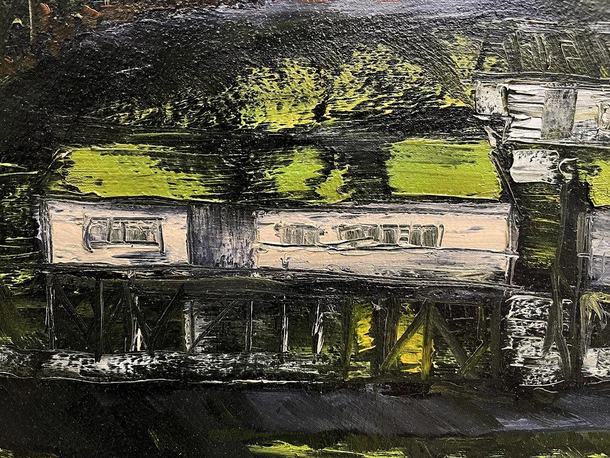 Oil painting of weathered stilt house by Serhiy Kovalev, City project