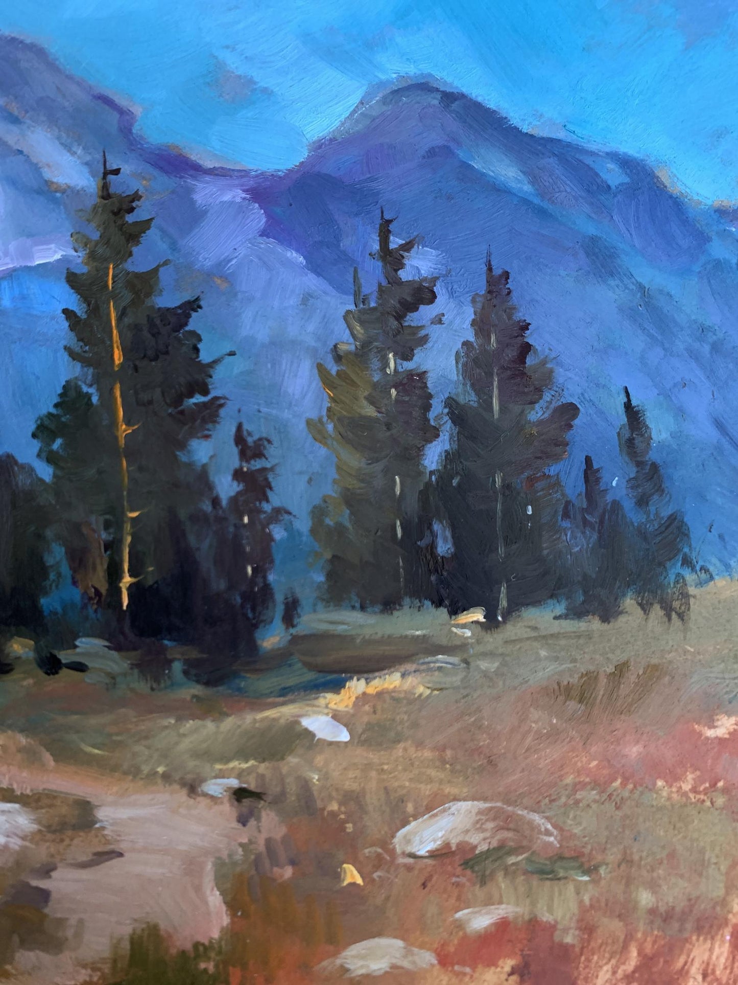 Oil painting The road leading to the mountains by Yuriy Suprunchuk