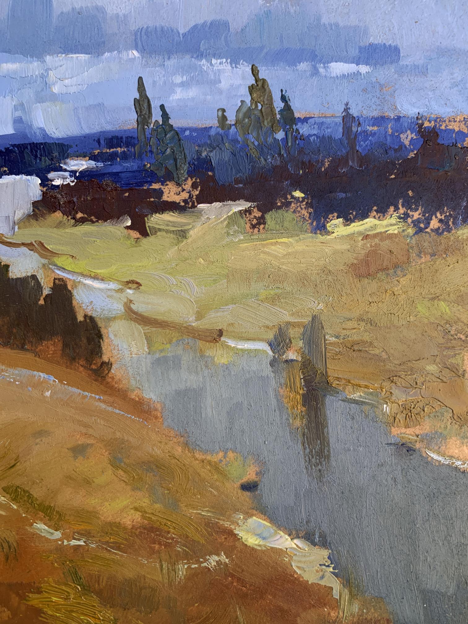 Abstract oil painting The river flows into the distance by Yuriy Suprunchuk