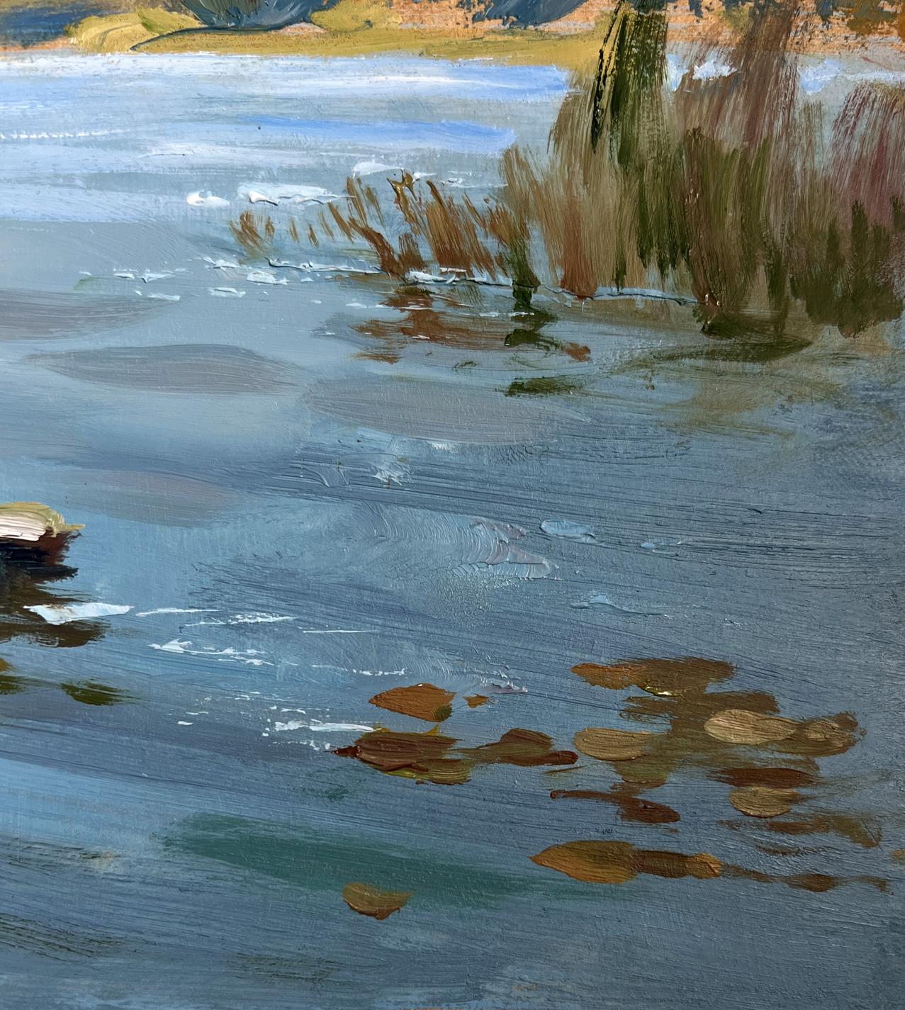 Textured impressionist oil painting Quiet Flow of the River by Yuriy Suprunchuk