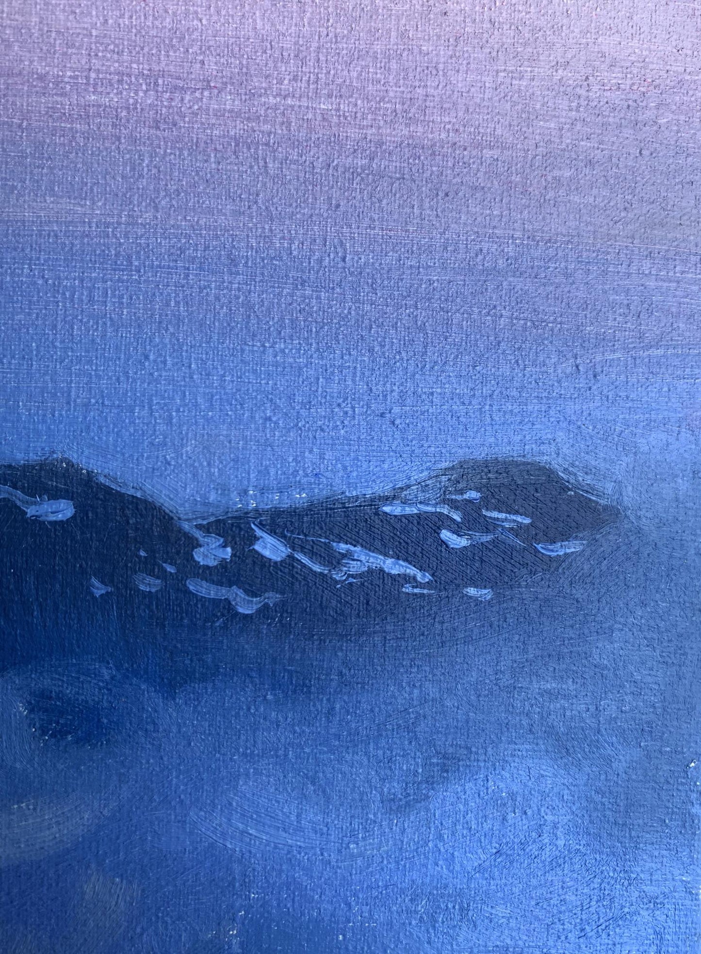 Oil painting Snowy mountains Tatyana Derdey dark blue range with snow