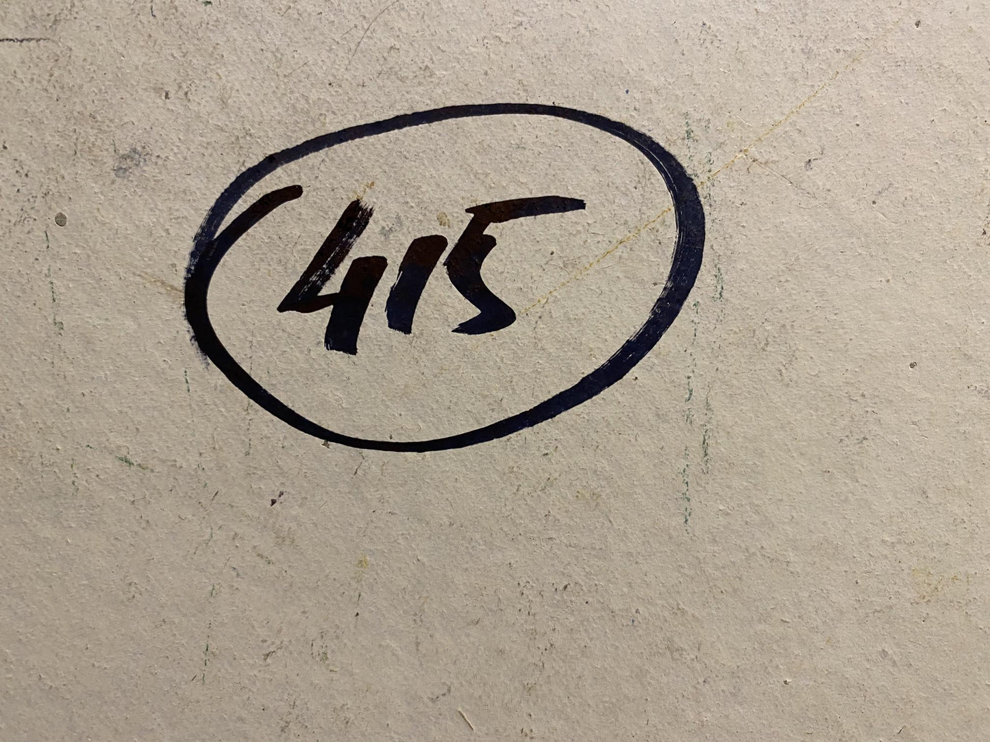 Back of Georgy Kolosovsky oil painting with circled black handwritten 415