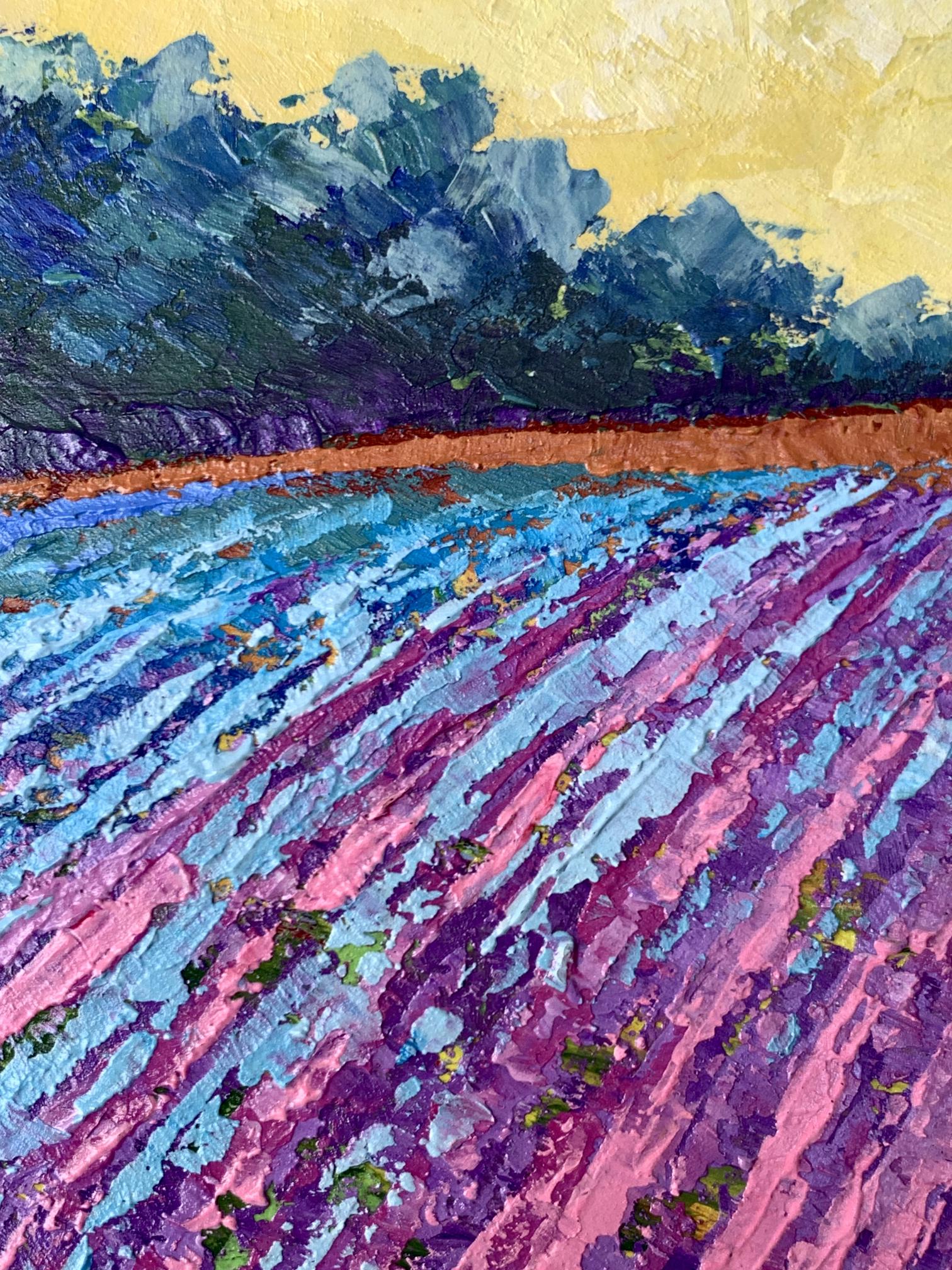 Vibrant impressionist oil painting of lavender field by V. Zadorozhnya