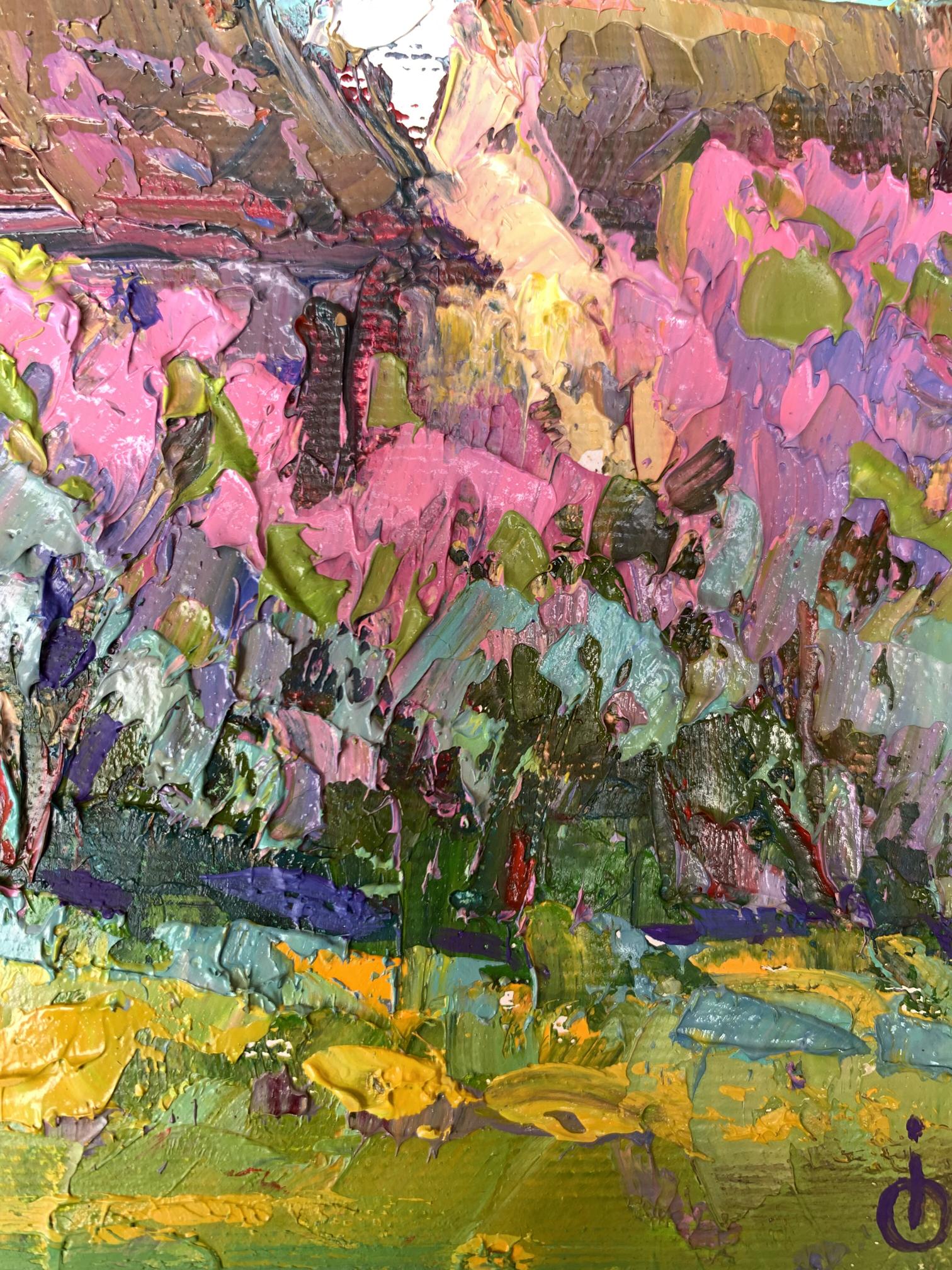 Vibrant Blooming Garden oil painting by Oksana Ivanyuk with bold textured strokes