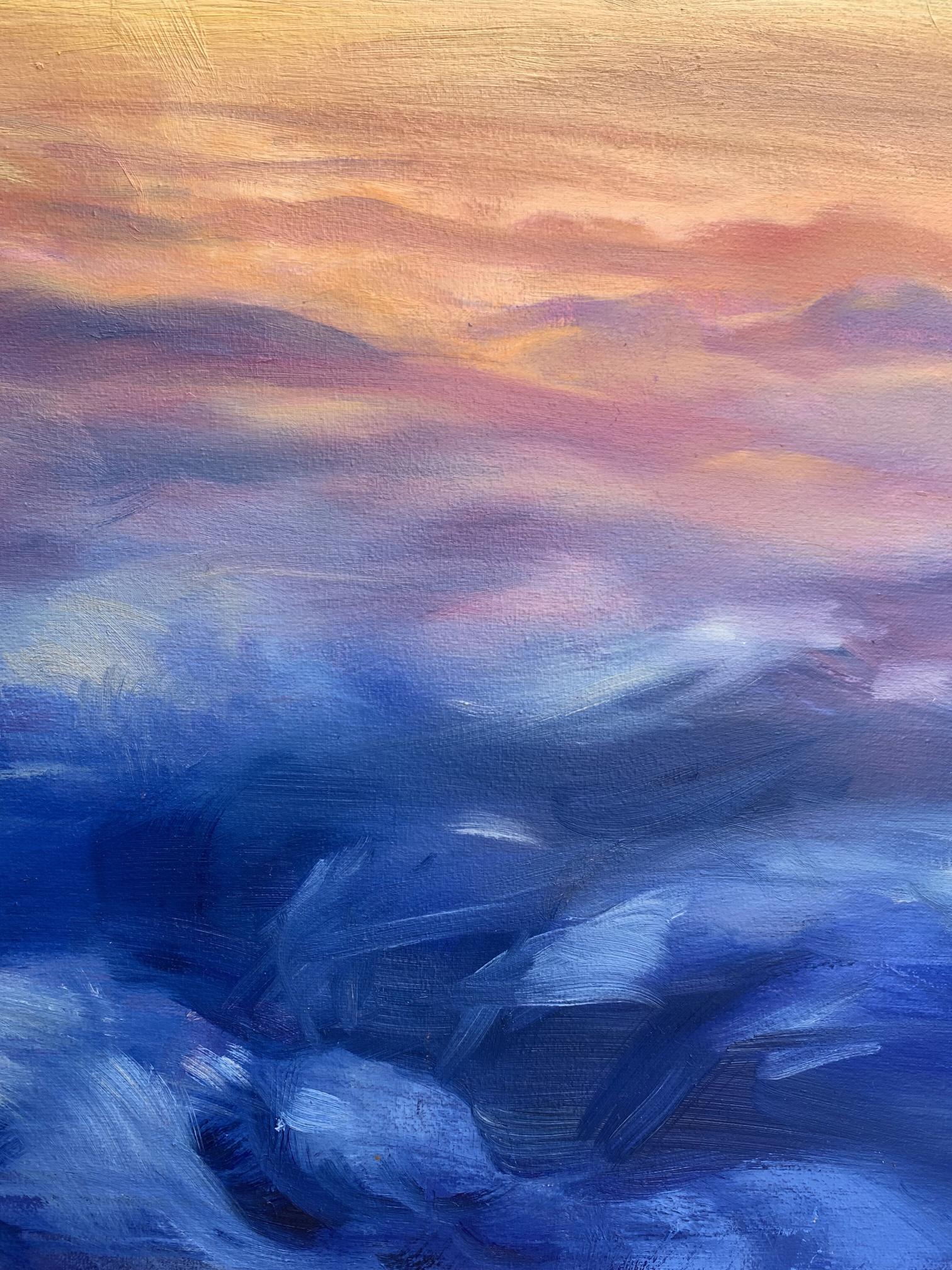 Oil painting Soaring in the clouds by Tatyana Derdey, vibrant abstract sky