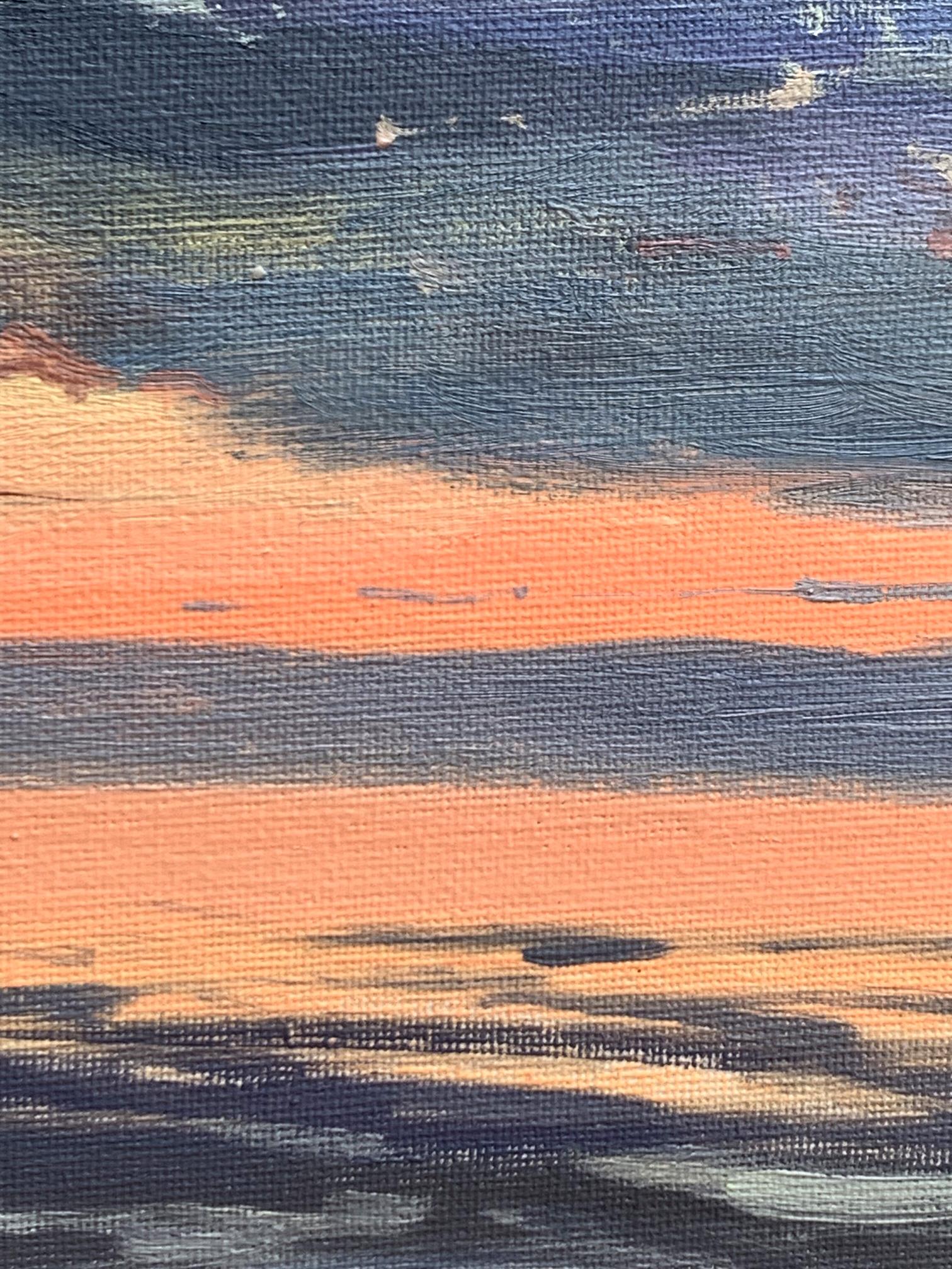 Oil painting Sunset at sea by Tatyana Derdey textured canvas sunset