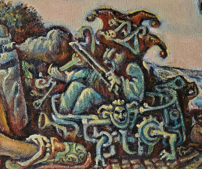 Oil painting Ancient Sea Visions by Daniil Litvinov, vibrant abstract art