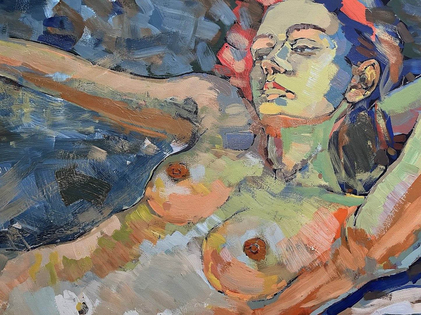 Acrylic painting  expressionism nude Woman portrait  Serhiy Kovalev Buy 