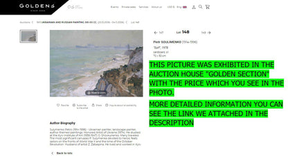 1978 oil painting Surf by Petro Sulymenko, turbulent waves on cliffs